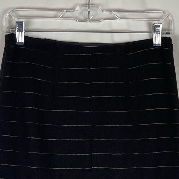 Worth Black Striped Wool Blend Career Office Academia Pencil Skirt NWOT Size 0 - Picture 2 of 11
